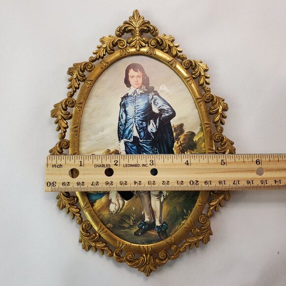 Vintage Italian Brass Ornate Gold Frame Renaissance Print Blue Boy - Picture 13 of 13